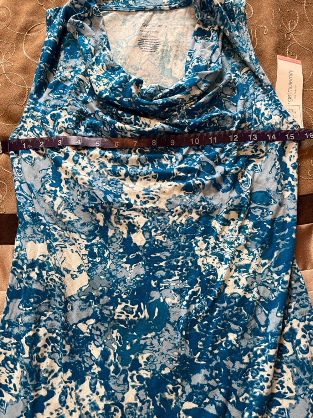 Liz Lange Maternity Cowl Neck Sleeveless Top - Women’s S Turquoise Print - NWT - Picture 8 of 10